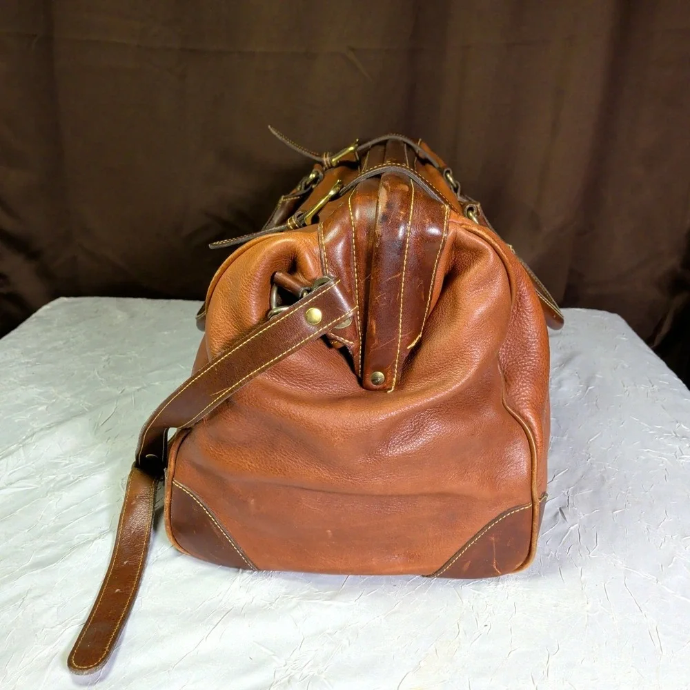 Cole Haan VINTAGE DARK Brown Leather Duffle Weekend Doctors Travel Bag Mens RARE